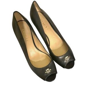 COACH women’s Black Peep Toe wedges size 7.5